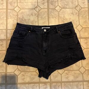 Pacsun Black Distressed Festival High Rise Denim Shorts